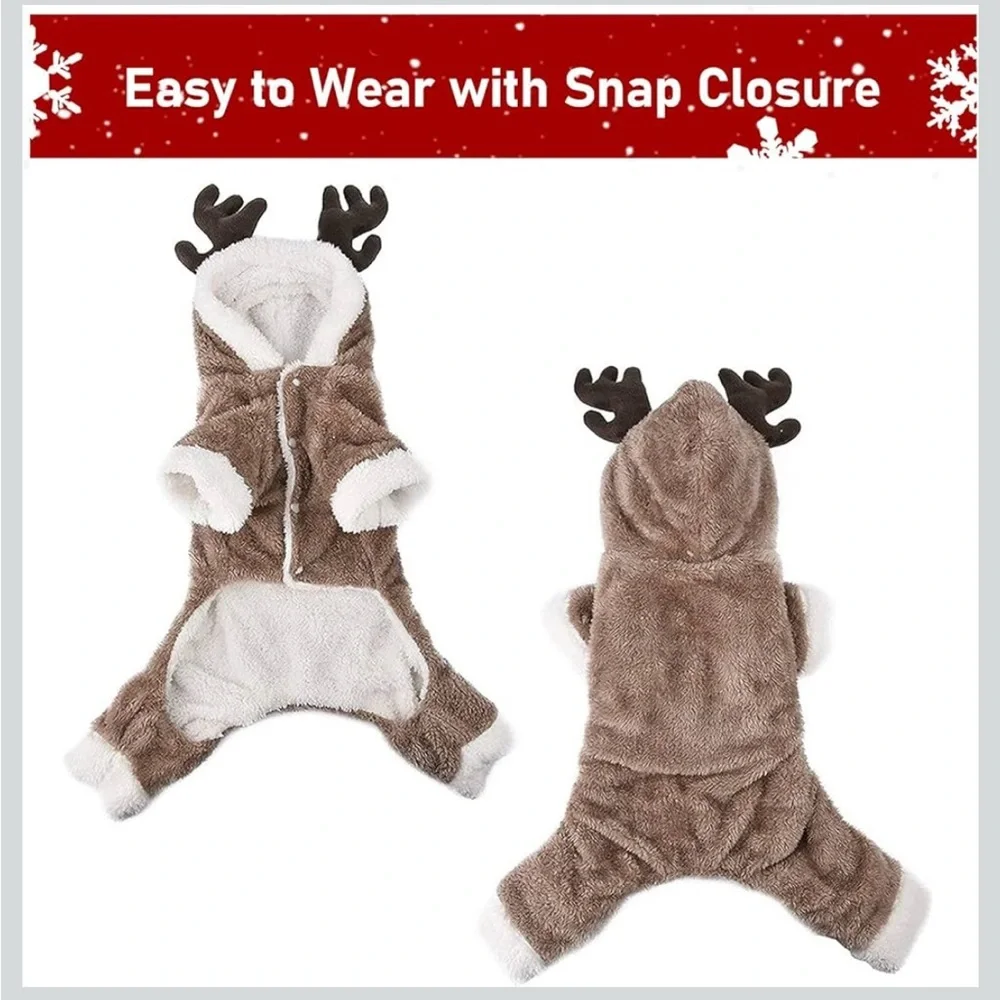 2/$10 Cozy Brown Reindeer Dog Costume NWOT